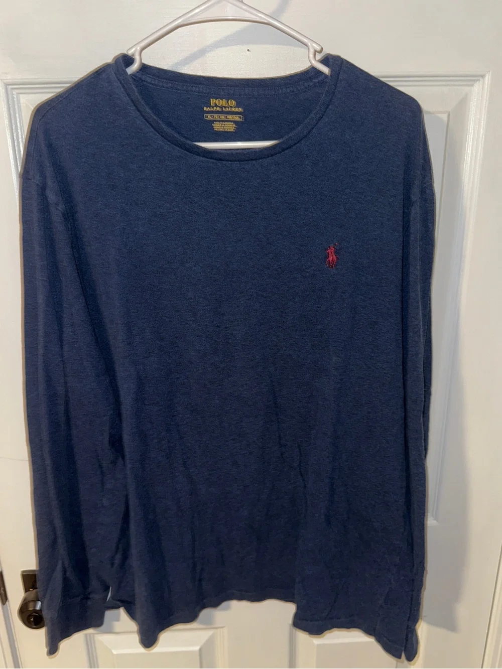 Polo by Ralph Lauren Navy Long-Sleeve Crewneck with Red Pony